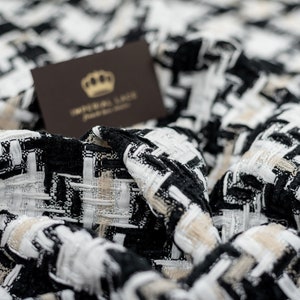 40cm long Tweed Fabric, Black and white, Fashion fabric, Designer fabric, White tweed fabric, Black tweed fabric, Z00648