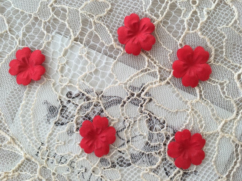 Red bridal fabric flowers, bridal fabric, flowers, hair pins, hair accessories, bridal accessories, wedding accessories P0013 image 1