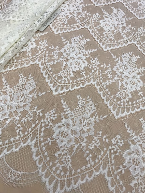 Veil lace Bridal lace French Lace Wedding Lace Offwhite lace fabric White Lace Lingerie Lace Embroidered lace Alencon Lace B00143