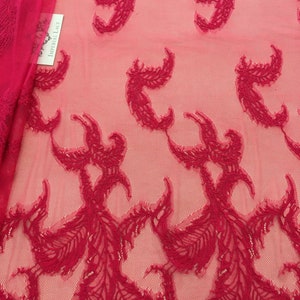 Rosa Spitzenstoff, rosa Spitze, Spitzenstoff, Himbeerrosa Spitze, Französische Spitze, Hochzeitsspitze, Brautspitze, Schleierspitze, Dessous-Spitze, K00688