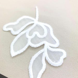 Aplique de encaje floral blanco para vestido de novia, parches de encaje floral, aplique de encaje, parche de encaje para vestido de novia, encaje de novia blanco A00143