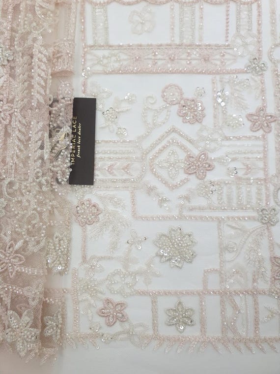 Pink 3D lace fabric, Beaded Lace Fabric, Embroidered lace, Floral Lace, 3d spitzenstoff, Wedding Lace, Pink Lace, Lingerie Lace, K01243