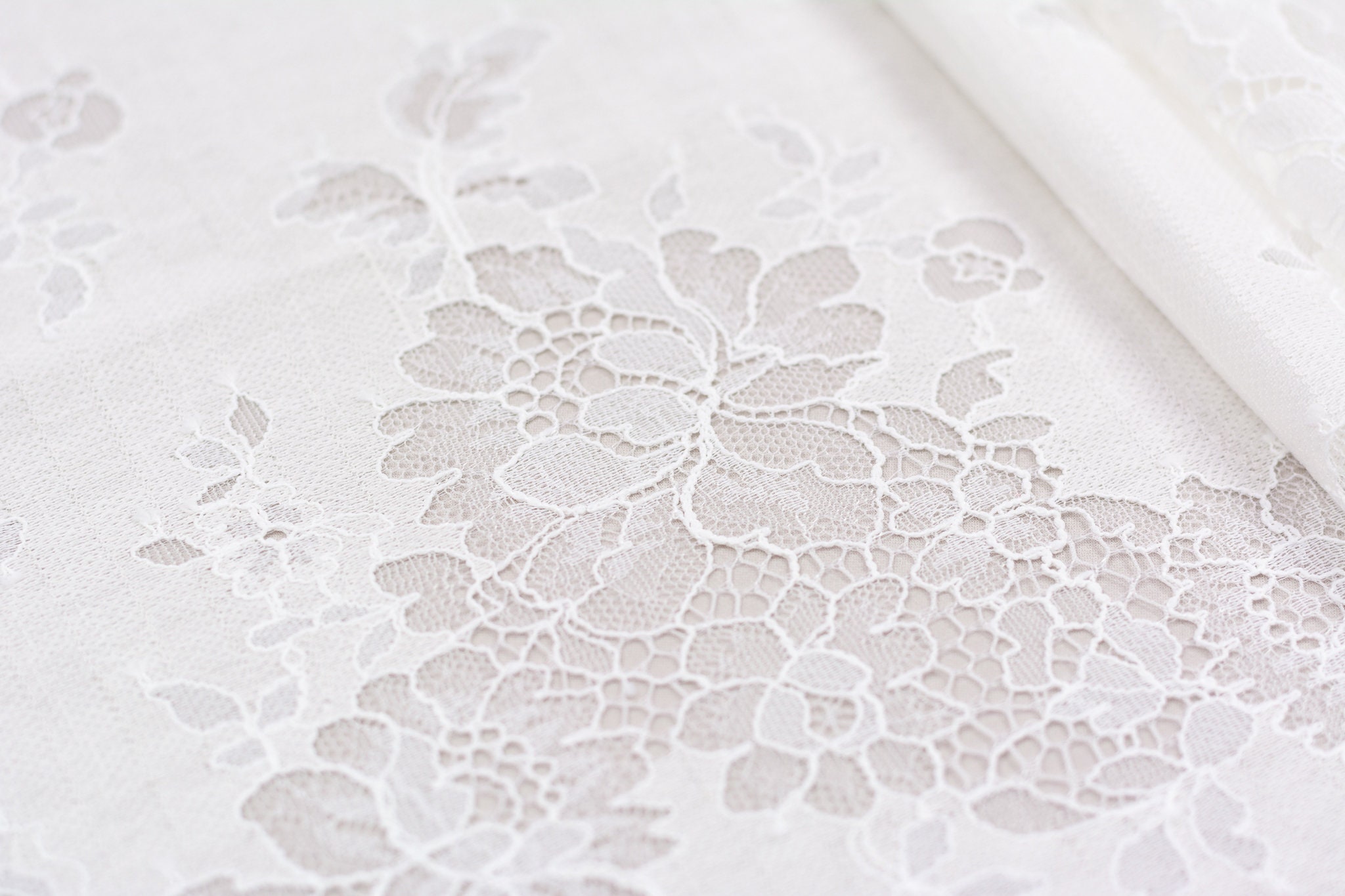 Ivory lace fabric Embroidered lace French Lace Wedding Etsy