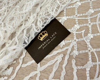 Ivory flittered embroidery lace, Lace fabric, French Lace, Wedding Lace, Bridal lace, White Lace, Veil lace, Lingerie Lace, B00432