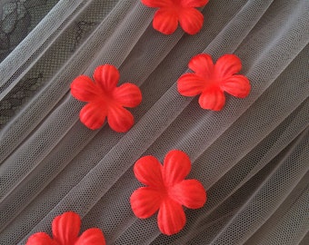 5pcs Red bridal flowers, Bridal fabric, Sewing flowers, Hair pins, Hair accessories, Bridal accessorie, Wedding accessories, Lace fabric, K9