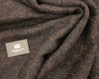 Textured 100% Wool Fabric - Brown & Black Coat Material by the meter