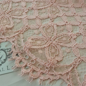 Rosa Spitzenstoff, Französische Spitze, Boho-Spitze, Hochzeitsspitze, Brautspitze, Schleierspitze, Dessous-Spitze, Alencon-Spitze, Florale Spitze K000021