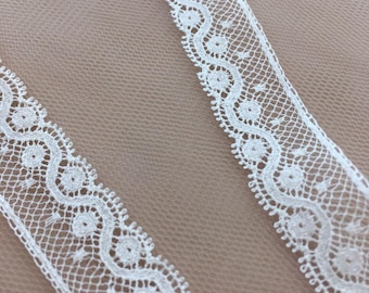 Ivory cotton lace trim, Cotton lace, Lace fabric, French lace trim, Bridal lace, Wedding Lace, Lingerie lace fabric, Eyelash lace, MB00147