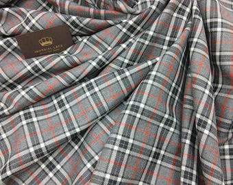 Italian Tartan Wool Fabric, Multicolor Virgin Lana, 59" Wide