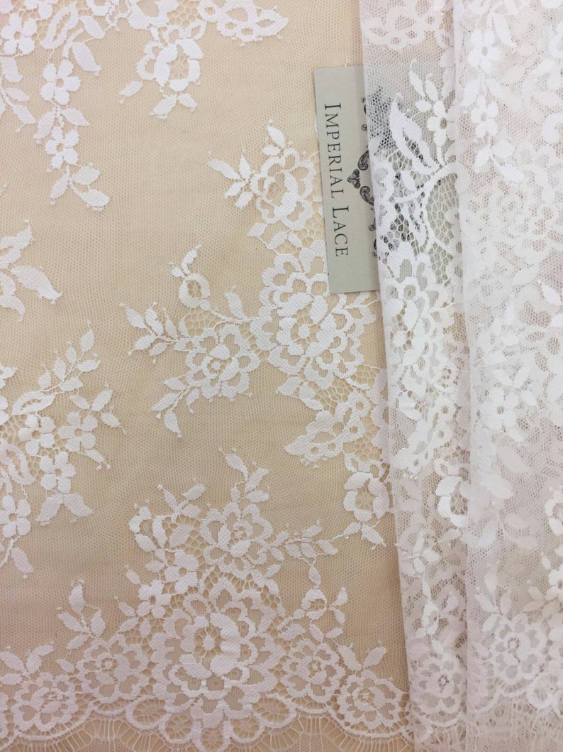 Veil lace Bridal lace French Lace Wedding Lace Offwhite lace fabric White Lace Lingerie Lace Embroidered lace Alencon Lace B00143