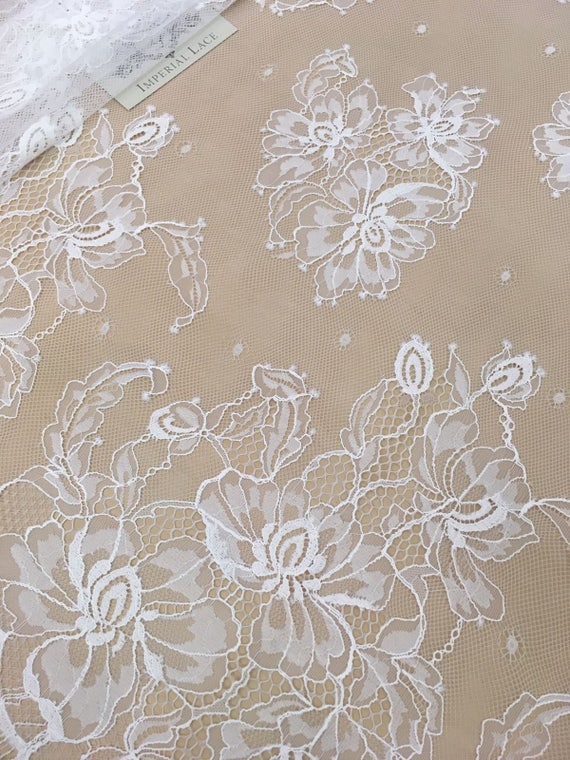 Off White Bridal Lace Fabric, Delicate Lace, French Lace, Wedding Lace,  White Lace, Veil Lace, Lingerie Lace, Chantilly Lace B00177 