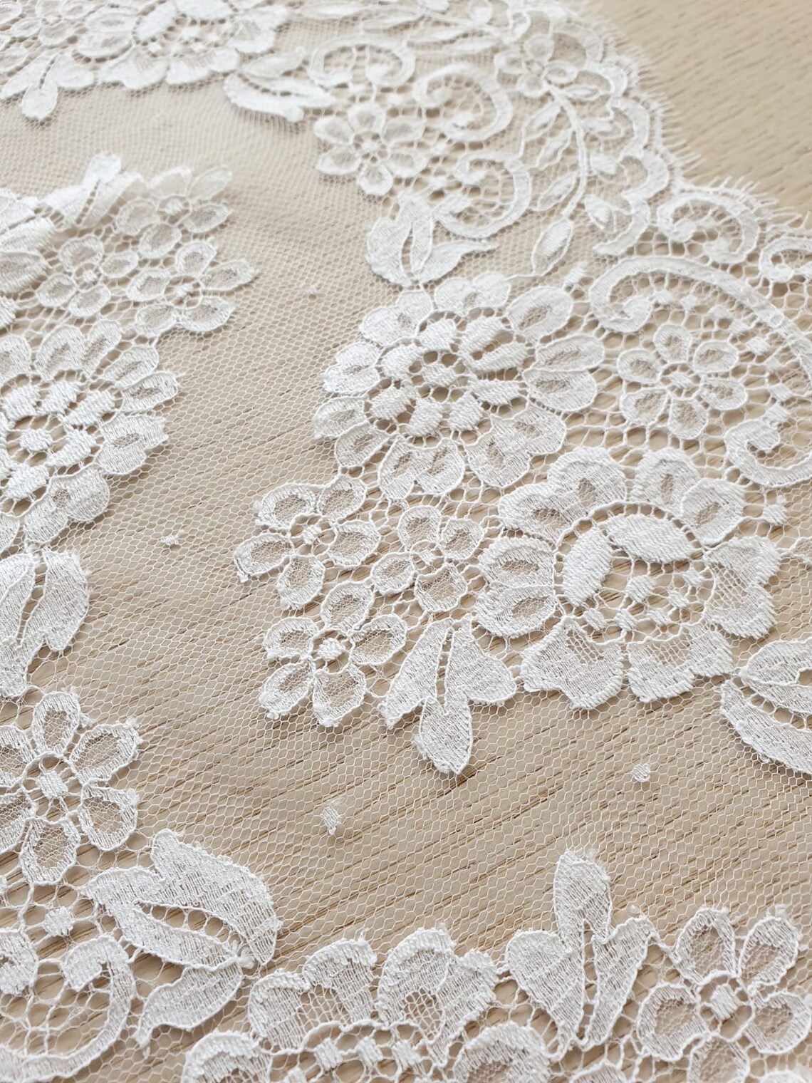 Snow White Lace Trim French Lace Chantilly Lace Bridal Gown Etsy