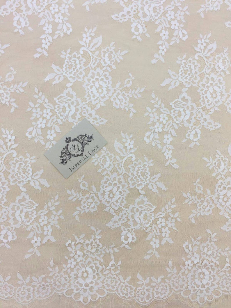 Veil lace Bridal lace French Lace Wedding Lace Offwhite lace fabric White Lace Lingerie Lace Embroidered lace Alencon Lace B00143