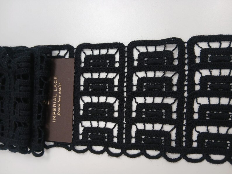 Black Macrame Lace Trim, Bridal Gown Lace, Geometric Black Lace ...