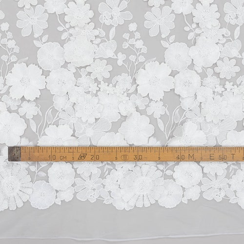 3D lace fabric, Offwhite flower shops lace fabric 3D, French Lace, Wedding Lace, Offwhite Lace, Veil lace, Lingerie Lace Flower Lace b00507