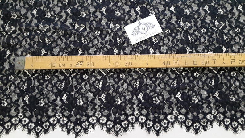 Black lace fabric Alencon Lace M000037 Bridal lace Veil lace French Lace Lingerie Lace Black Lace Wedding Lace Embroidered lace
