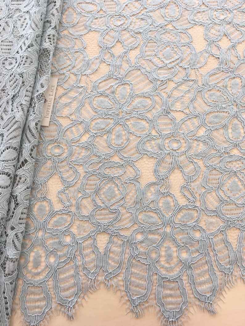 Gray lace fabric Embroidered lace French Lace Wedding Lace Etsy