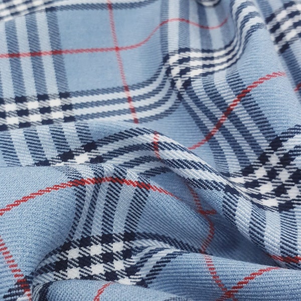 Viscose classic tartan fabric, Fashion fabric, Blue fabric, Italy fabric, Premium fabric, Designer fabric, Fabric by the yard Z00947