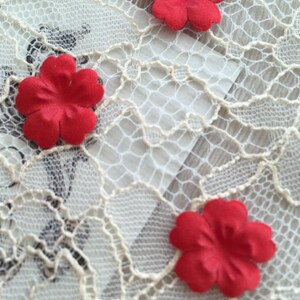 Red bridal fabric flowers, bridal fabric, flowers, hair pins, hair accessories, bridal accessories, wedding accessories P0013 image 2