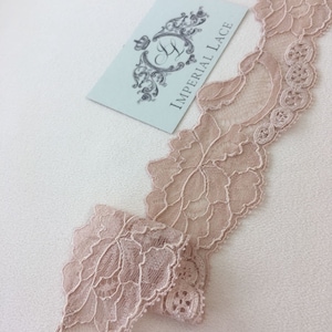 Pink lace trim, French lace, Chantilly lace, Bridal lace trim, Lingerie lace trim, Scalloped lace, Floral lace, Pink lace MK00351