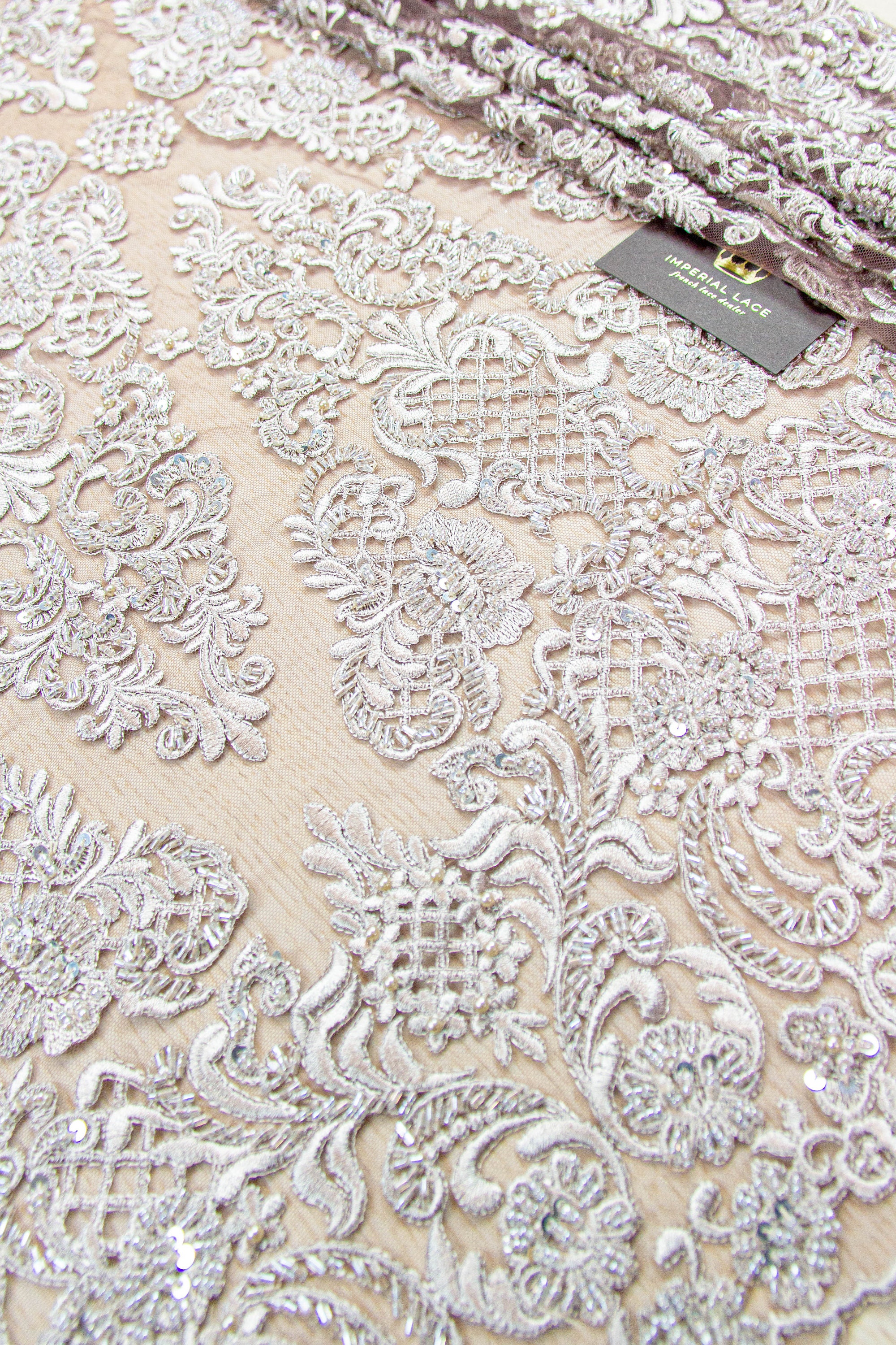 3D brown lace fabric Beaded Lace Fabric Hand made lace Etsy