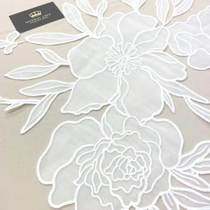 White Floral lace applique for bridal dress, Flower lace patches, Lace applique, Wedding dress lace patch, White bridal lace A00146
