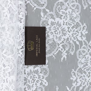 White with lilac lace fabric, Pizzo tessuto, Imperial lace, Chantilly lace, Bridal lace fabric, Fabric By the Yard, Wedding lace, B00210