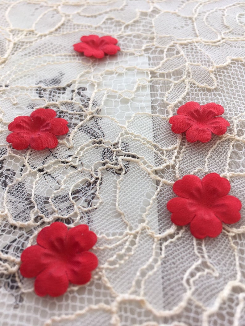 Red bridal fabric flowers, bridal fabric, flowers, hair pins, hair accessories, bridal accessories, wedding accessories P0013 image 3