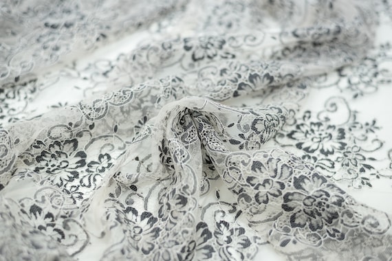 Cream Lace Fabric, French Lace, Embroidered Lace, Wedding Lace