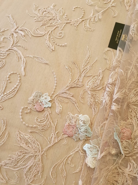 Beige on sale lace fabric