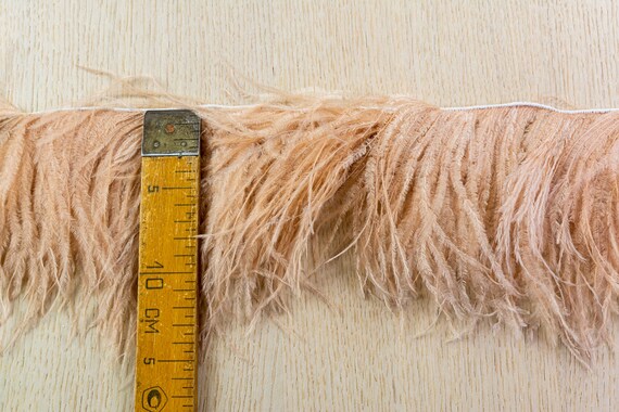 Nude Color 10-15cm Ostrich Feather Trim for Dresses - OneYard