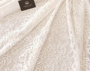 Ecru Chantilly Lace Fabric, French Bridal Wedding Lace