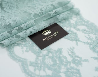 Mint Chantilly Lace Trim, Scalloped Bridal Lace, Fabric by the Yard
