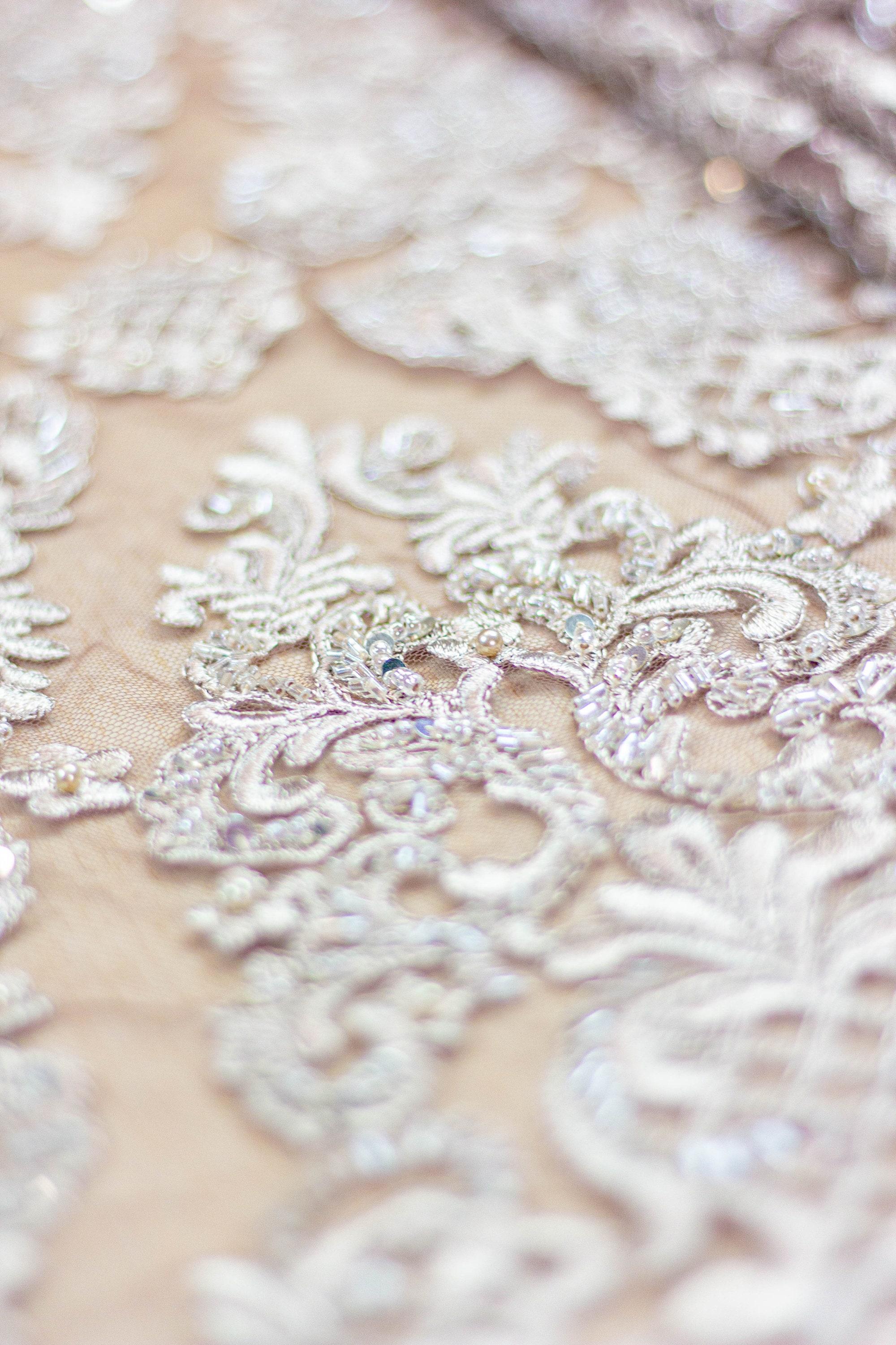 3D brown lace fabric Beaded Lace Fabric Hand made lace Etsy