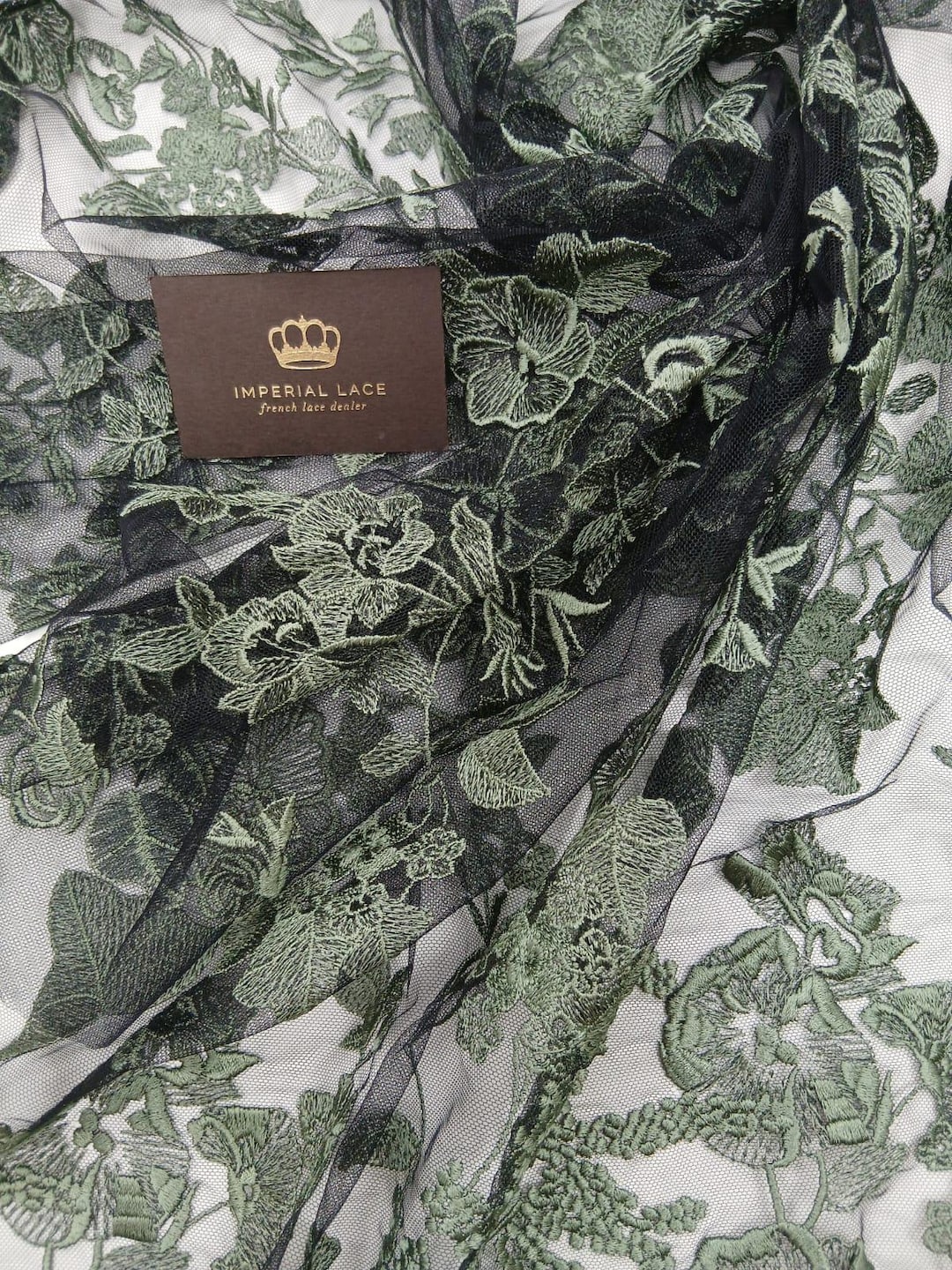 Black Withe Green Embroidery Lace, Floral Lace Fabric, Brida Gown ...
