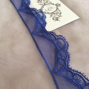 Blue Lace Trim, French Lace, Chantilly Lace, Bridal Gown lace, Wedding Lace, Blue Lace, Veil lace, Garter lace, Lingerie Lace MK00253