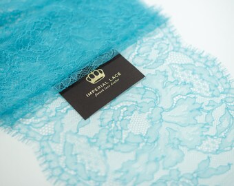Turquoise Blue Lace Trim, French Lace, Chantilly Lace, Bridal Gown lace, Wedding Lace, Blue Lace, Eyelet lace, Lingerie Lace MK00603