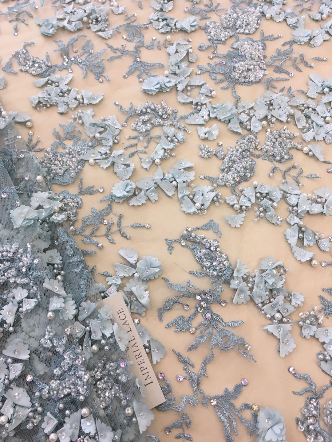 60 Cm Long Blue Lace, 3D Lace Fabric, Hand Made Lace, Embroidery Lace