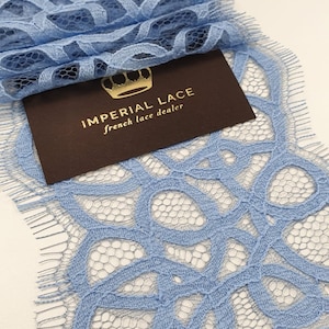 Blue Cotton lace Trim, Jean Bracq Lace, French Lace, Wedding Lace, Scalloped lace Eyelash lace, Alencon Lace, Lace by the yard MK00558