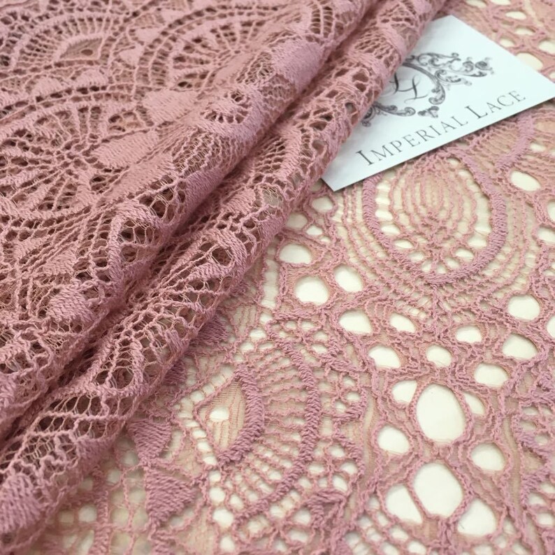 Old Rose Lace Fabric Geometric Guipure Lace Crochet Lace Etsy