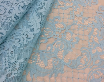 Light Blue lace fabric, French Lace, blue chantilly lace, Wedding Lace, Bridal lace, blue Lace, Veil lace, Lingerie Lace, k000096