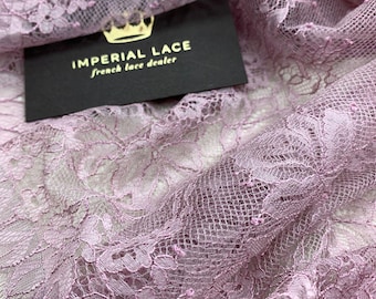Lilac Floral Chantilly Lace Trim: French Bridal Lace MK00162