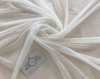 Ivory Soft English net - 3m wide- 118 inches wide - sold per meter, Veil tulle, Bridal tulle, Wedding tulle fabric T00038