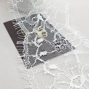 Cremeweißer Spitzenbesatz, Französische Spitze, Chantilly-Spitze, Brautspitze, Hochzeitskleidspitze, Weiße Spitze, Boho-Hochzeitsspitze, Dessous-Spitze MB00468
