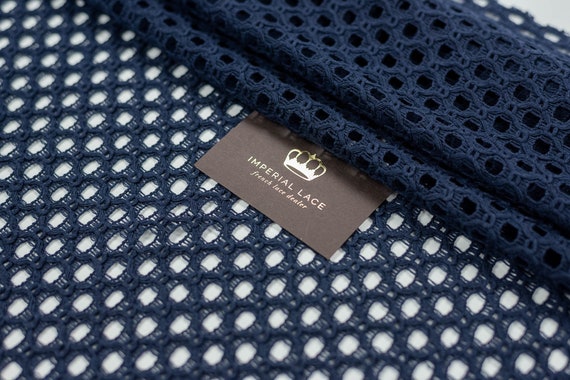 Blue cotton lace fabric discount