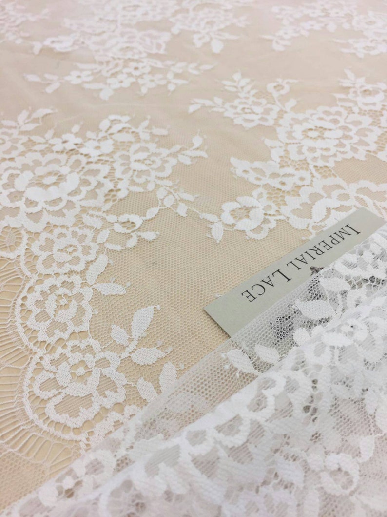 Veil lace Bridal lace French Lace Wedding Lace Offwhite lace fabric White Lace Lingerie Lace Embroidered lace Alencon Lace B00143
