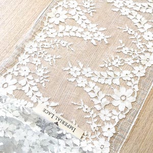 Blue and white lace trim, French Lace, Chantilly Lace, Bridal Gown lace, Wedding Lace, Blue Lace, Bridal Veil lace, Lingerie Lace MK00149