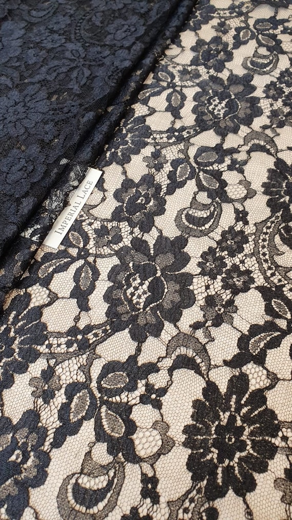 Black Lace Fabric Embroidered Lace French Lace Wedding | Etsy