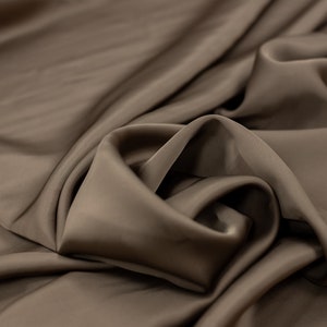 Brown Viscose fabric, Designer fabric, Evening dress fabric, Italian fabric, Apparel fabric, Premium fabric, Satin fabric Z00813