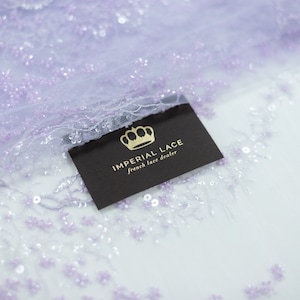 Tissu dentelle 3D lilas, tissu dentelle perlée, dentelle française, Spitzenstoff 3D, dentelle de mariage, dentelle de paillettes, dentelle de lingerie, dentelle de Chantilly K01219